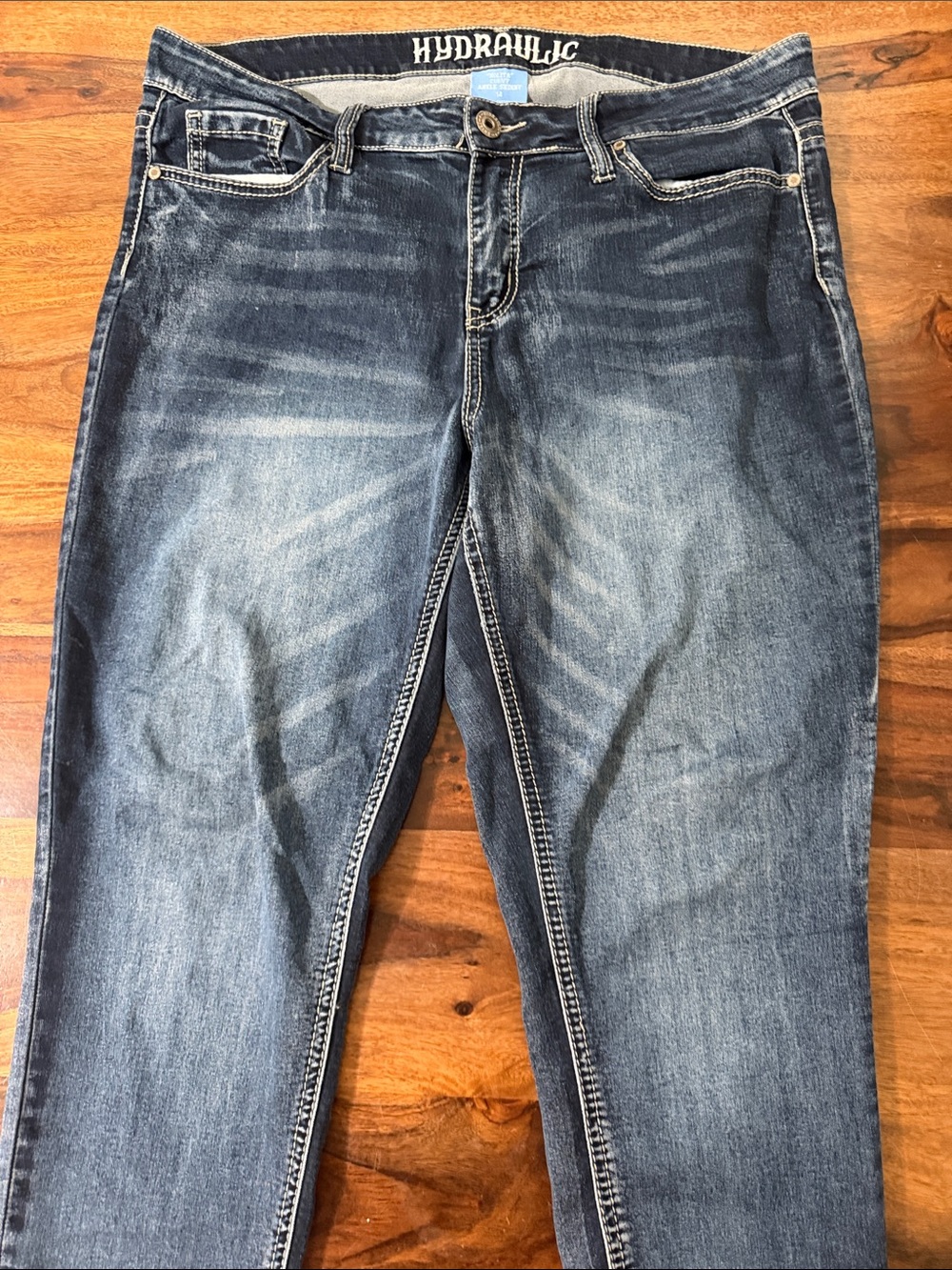 Hydraulic Women's Blue Slim Straight Jeans with Faded Whiskering